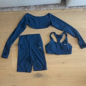 Navy Long Sleeve Crop Top for Women